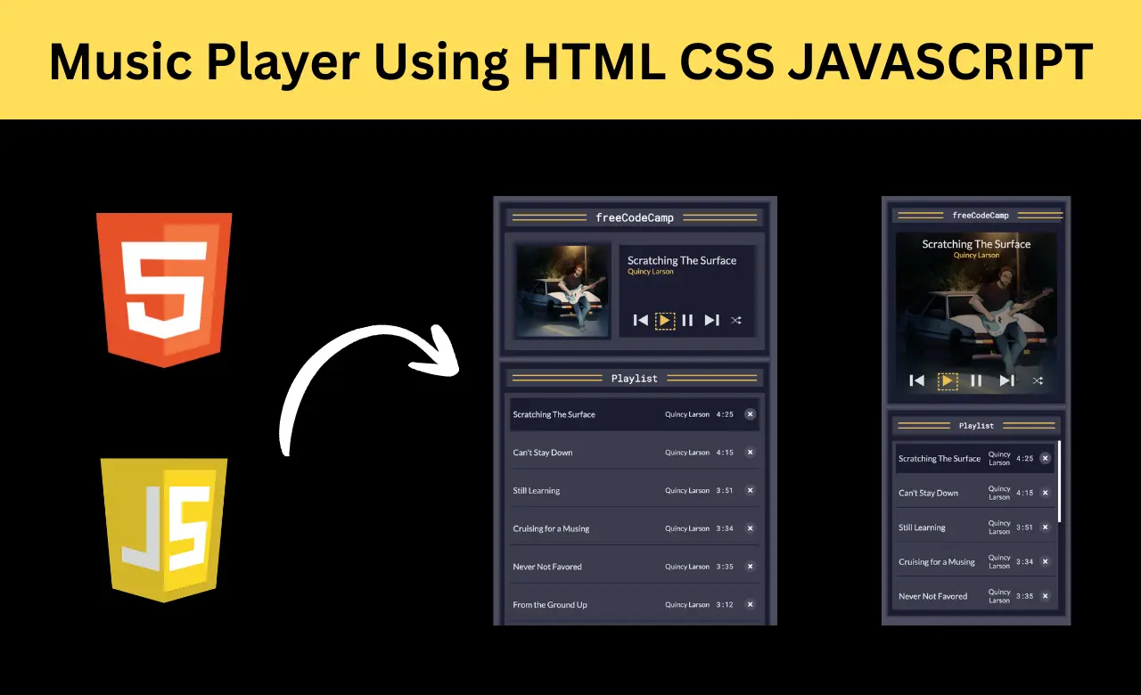 Music Player Using HTML, CSS, JavaScript