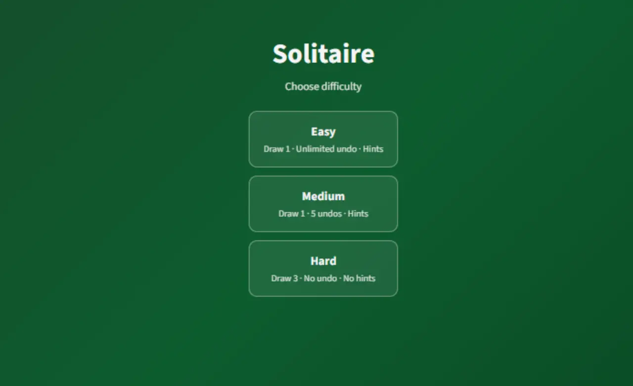 Solitaire Game Using HTML CSS JavaScript