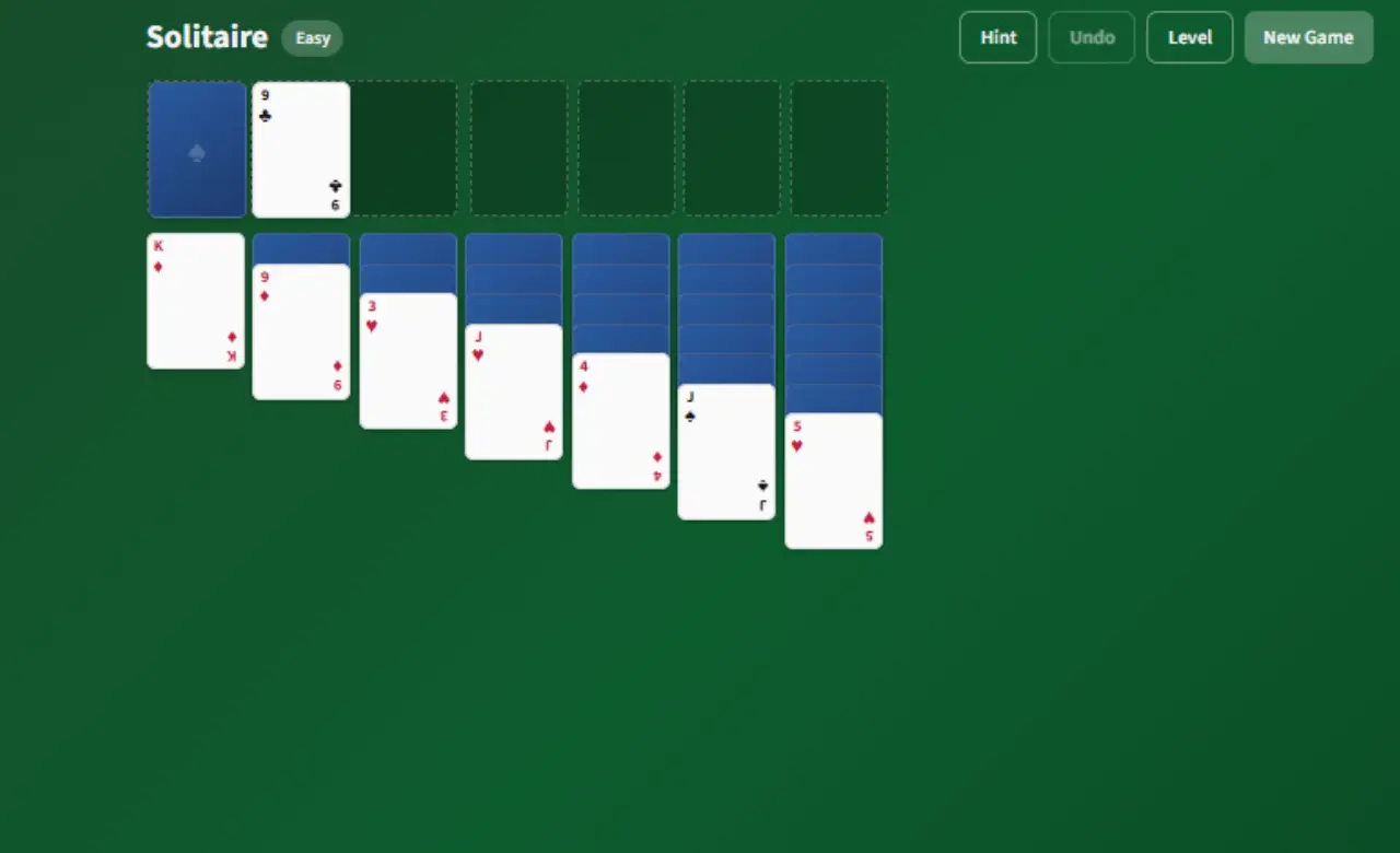 Solitaire Game Using HTML CSS JavaScript